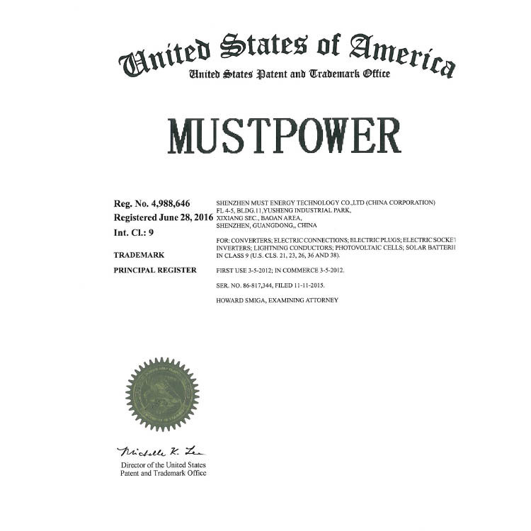 美国证书--MUSTPOWER